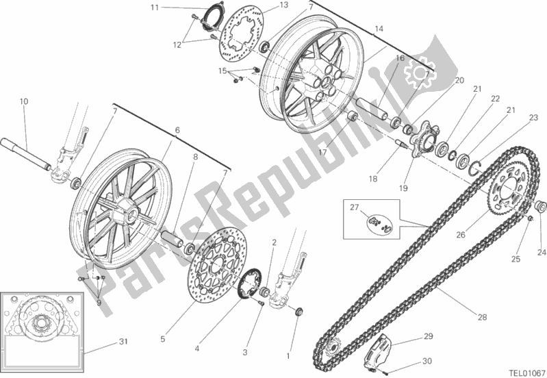 Tutte le parti per il Ruota Anteriore E Posteriore del Ducati Scrambler Cafe Racer Thailand USA 803 2018